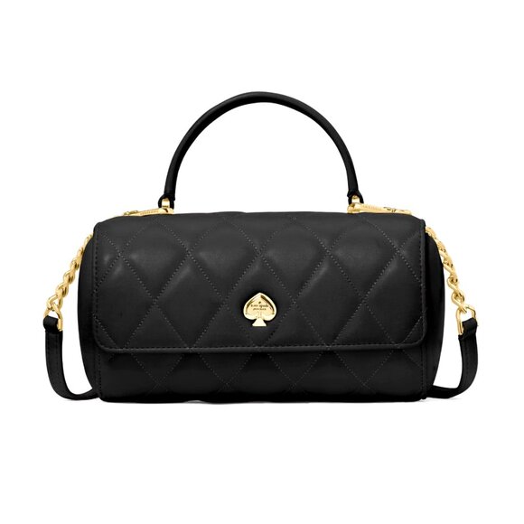 New Kate Spade Heart Barrel Quilted Crossbody Black